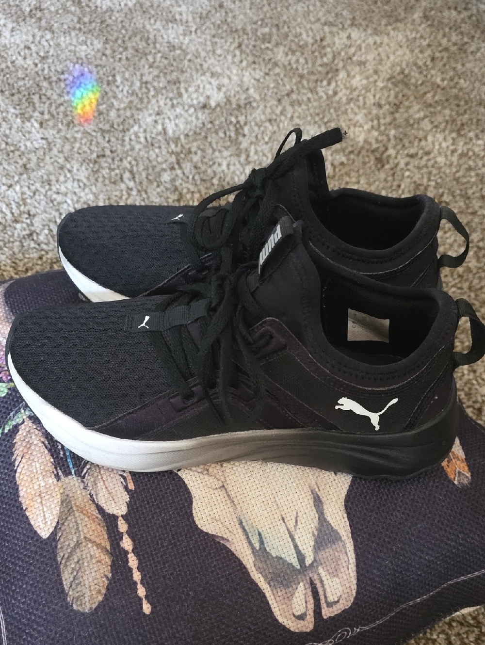 Puma Black and White Low-Top Athletic Sneakers